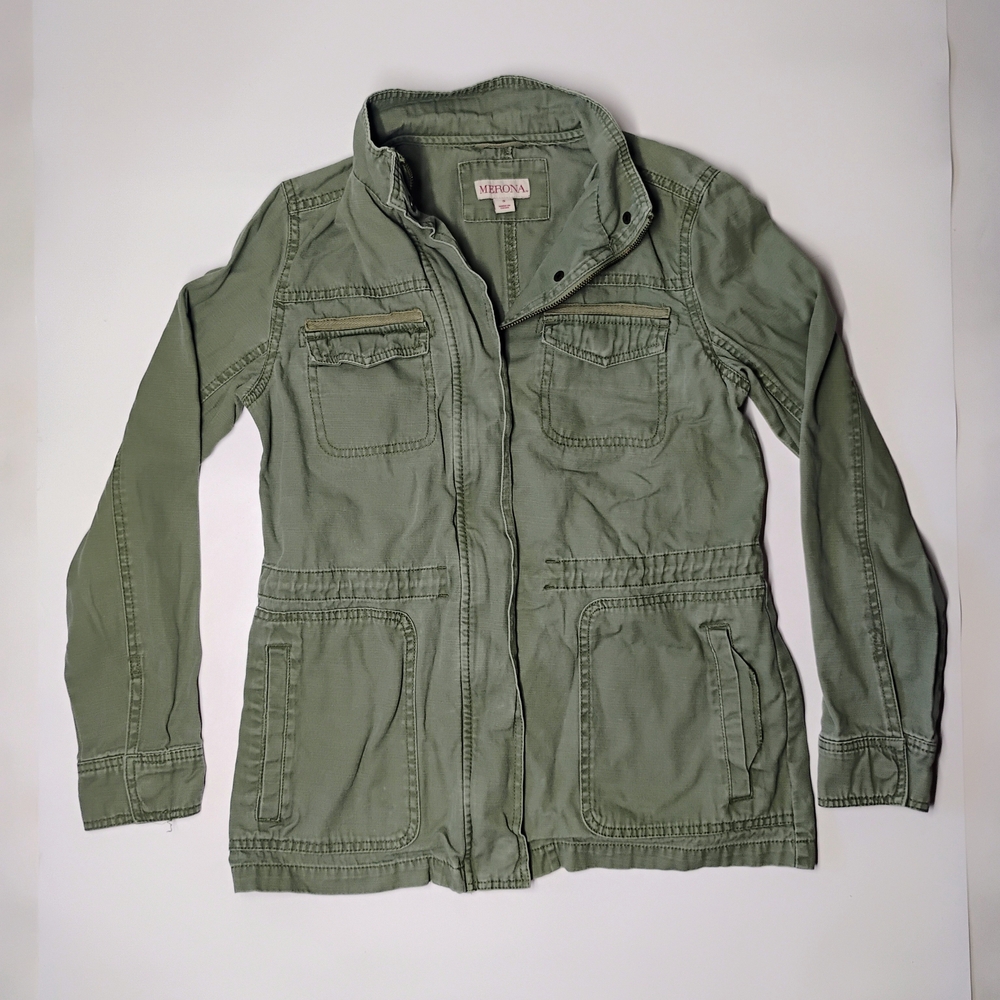 Merona Size Small Khaki Utility Jacket Army Style Y2k